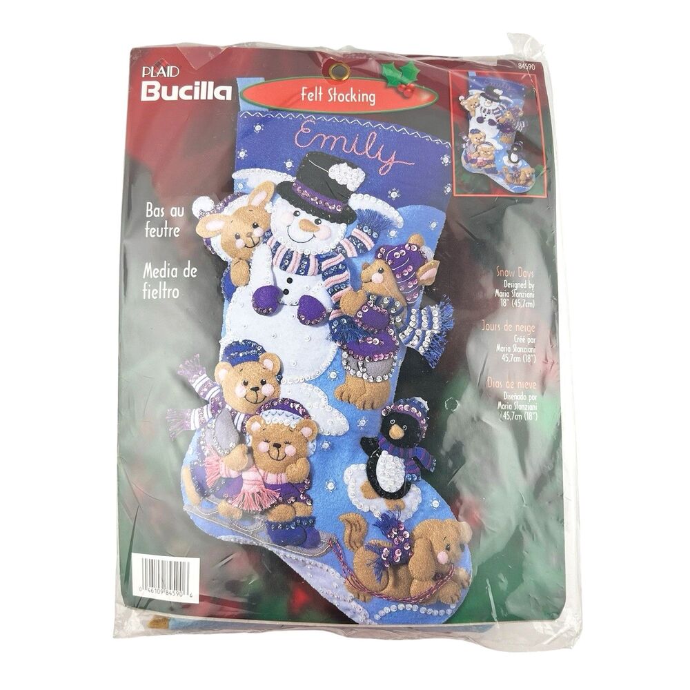 Bucilla SNOW DAYS Christmas Felt Appliqué Sequin Stocking Kit 84590